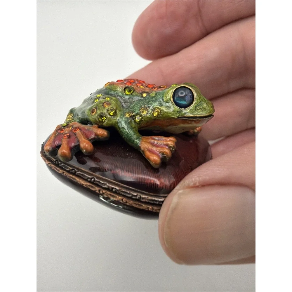 Jay Strongwater Hand Painted Trinket Box Decoration Enameled Mini  Frog